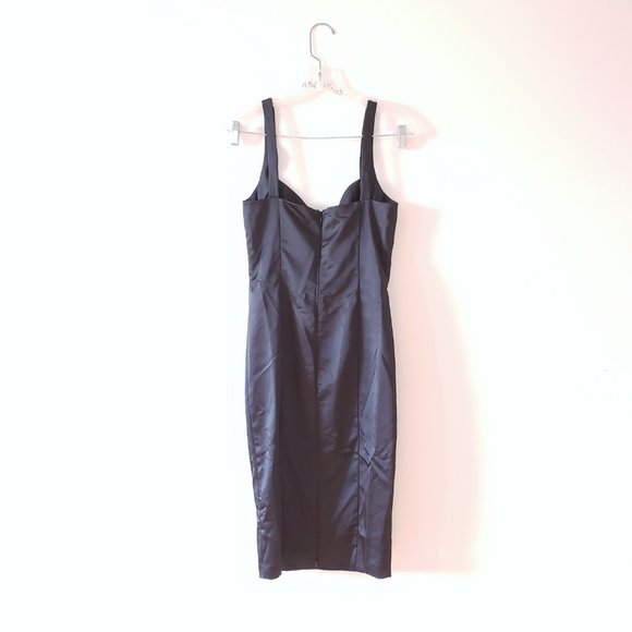 NWT Zara Basic Black Satin Like Bodycon Dress Small - Picture 2 of 9